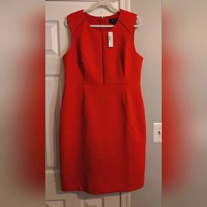 NWT J. Crew size 16 red textured structured sleeveless sheath dress
